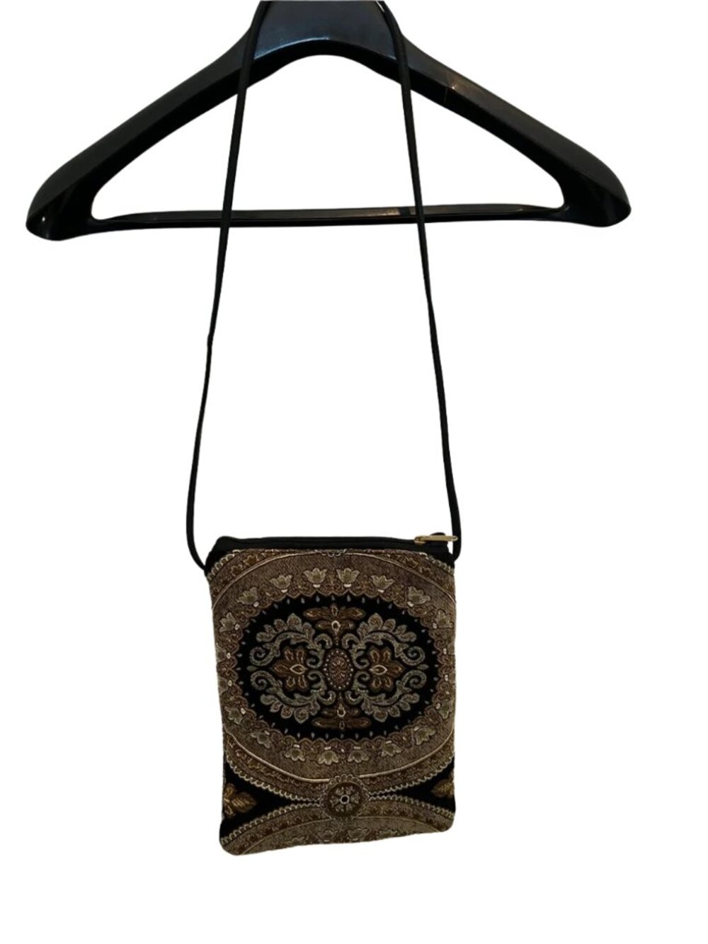 Danny K Beverly Hills Gold & Black Tapestry Shoulder Crossbody Purse Bag